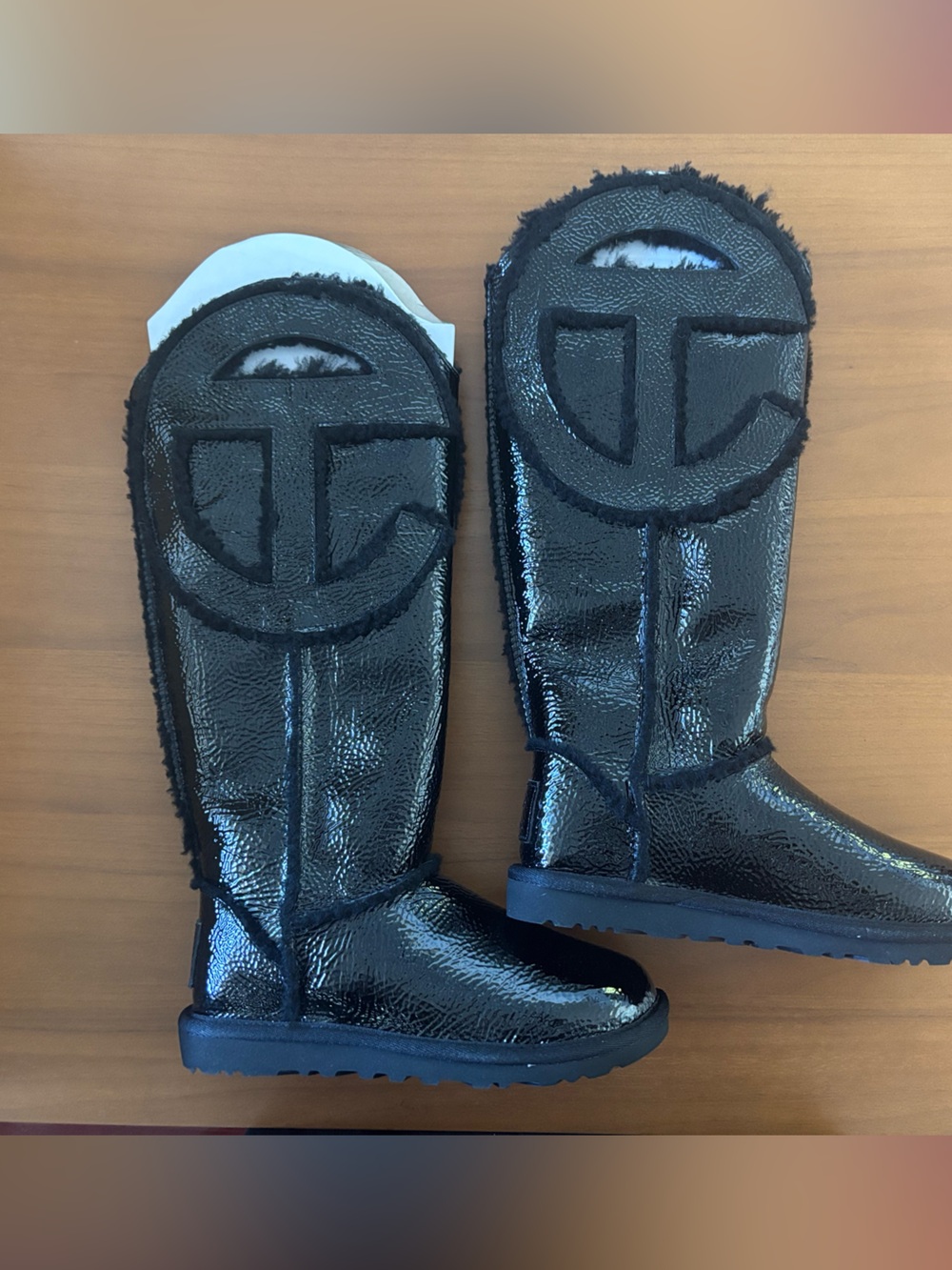 UGG and Telfar Tall Black Logo Crinkle Boots. NIB - Picture 3 of 9